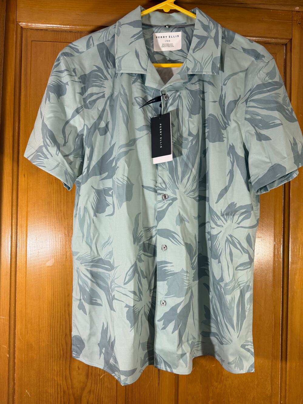 perry ellis camp collar floral print soft touch shirt new NWT men's large L
